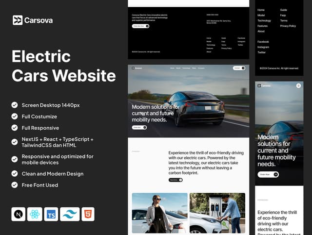 Carsova - Electric Cars HTML Coded Version