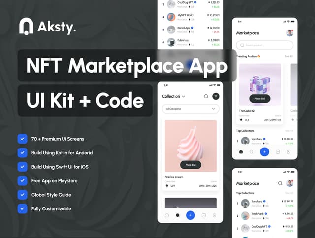 Aksty. - NFT Marketplace UI Kit + App