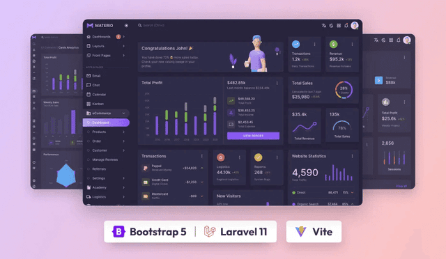 Materio Dashboard PRO – Laravel 11