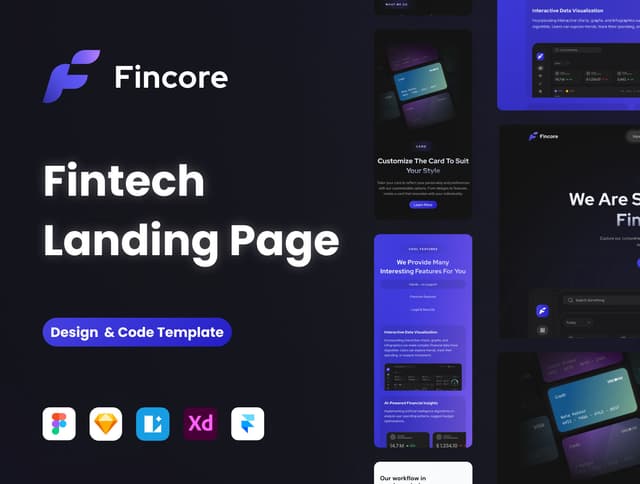 Fincore - Landing Page Kit Template for Fintech