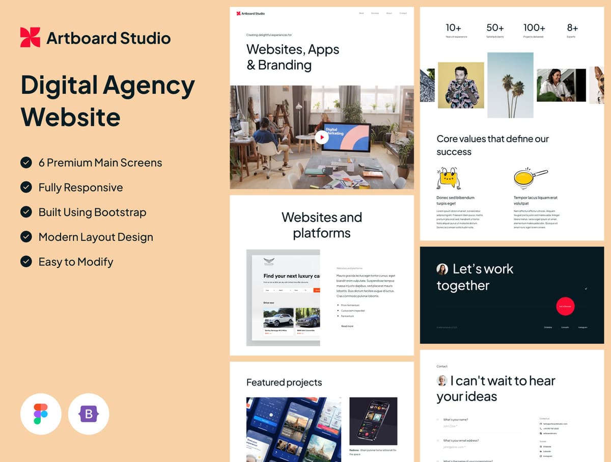 Artboard Studio - Premium Design Agency Template with Figma + Bootstrap