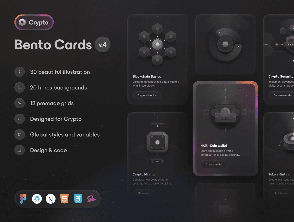 🍱 Bento Cards: Crypto