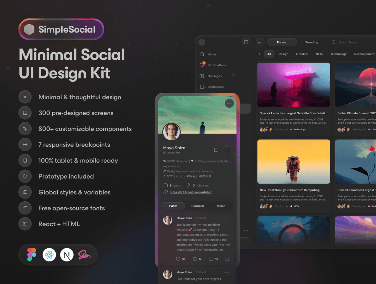 🍱 SimpleSocial: Social Network UI Kit