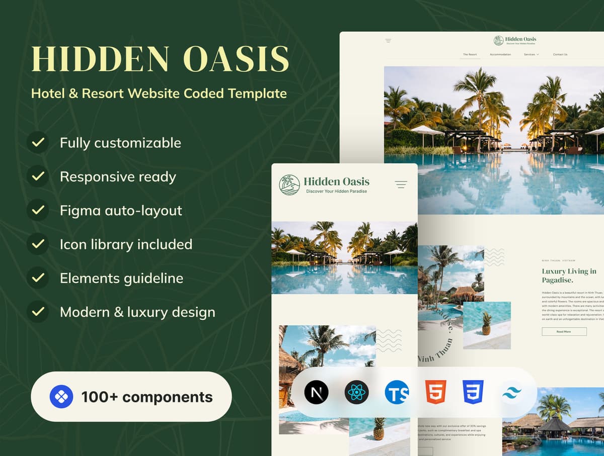 Hidden Oasis - Hotel & Resort Website Coded
