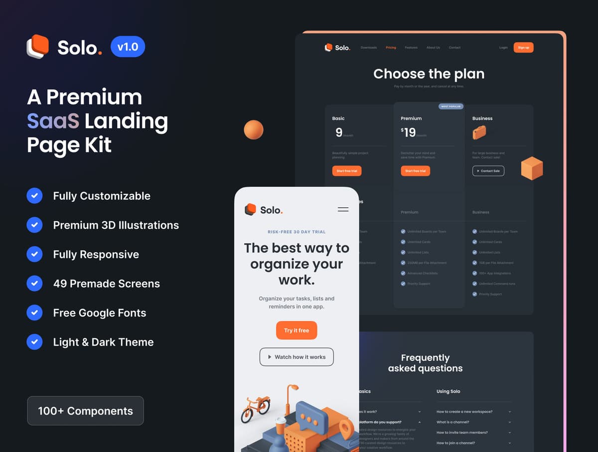 Solo: SaaS landing page kit