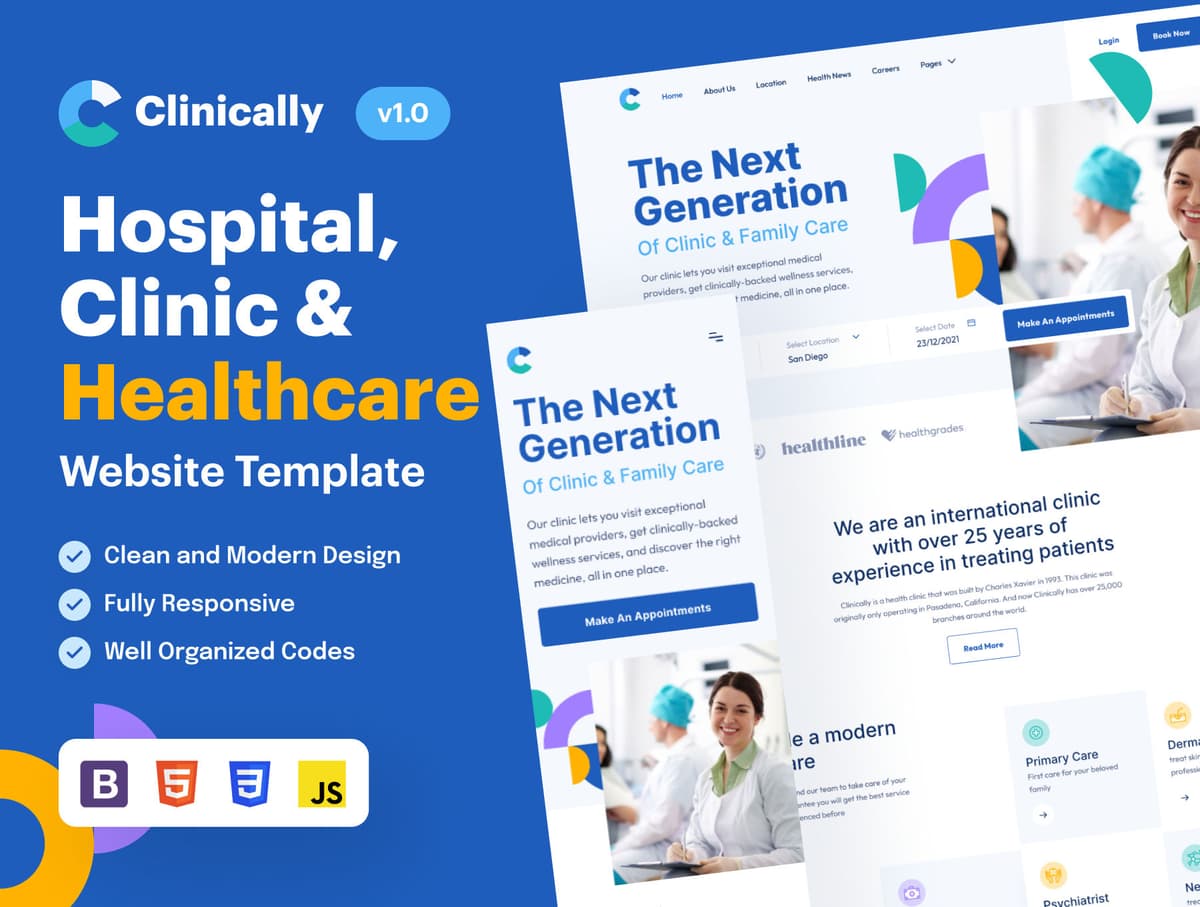 Clinically - Clinic and Hospital Website